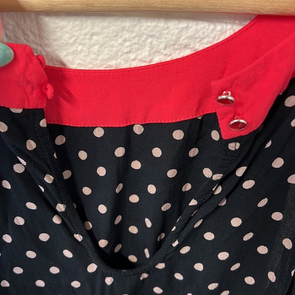 Lilka Anthropologie Black Lark Polka Dot Hi Lo Dress Size L - Picture 7 of 14